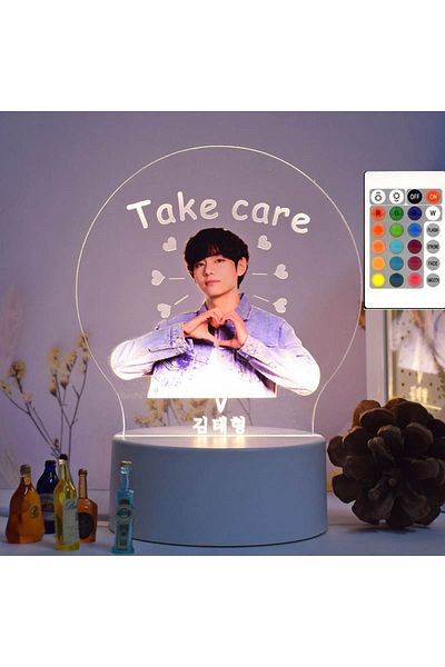 OEM LED Night Light, V BTS, 16 Colors, with remote control, USB Power or 3 AA batteries