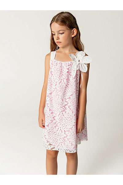 SheShe Lace Pink Cotton Lining Strap Girl's Dress