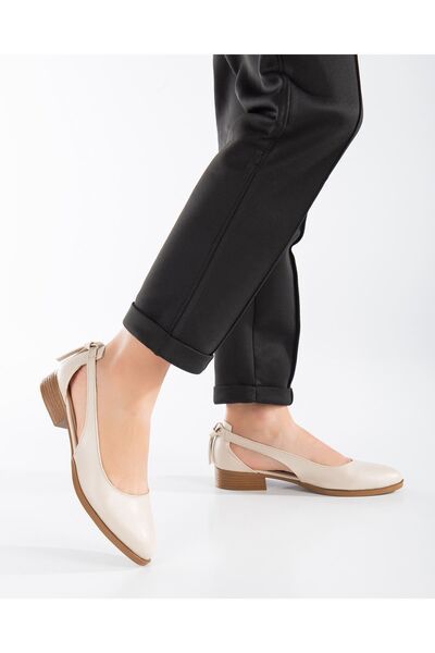 MaskButik Volpen Cilt Kısa Topuk Ayakkabı Bej