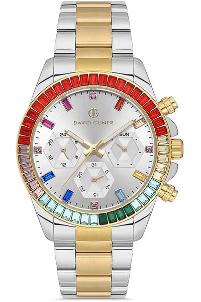 DAVID GUNER Rose White Coated Unisex Wrist Watch with Silver Dial