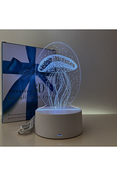 ILUMISHOP Lampa De Veghe 3d Led, Meduza, 7 Culori, Lumina Ambientala, Aliment...