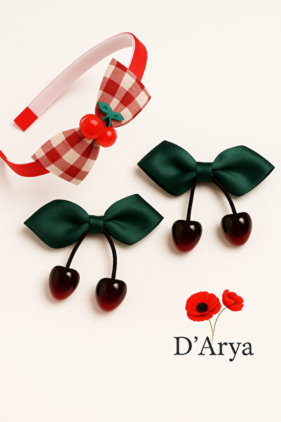 Darya Dd426 Green Satin Ribbon Red Glass Cherry Gingham Plaid Crown Figured H...