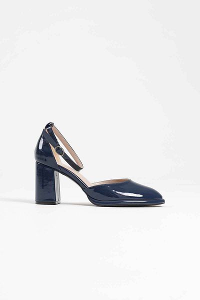 Zerenyus Theresa Premium Navy Blue Patent Leather Women's Heeled Shoes