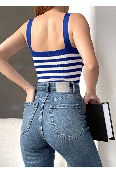 lovebox Жіноча еластична трикотажна тканина в смужку з бретельками Basic блуза 0305
