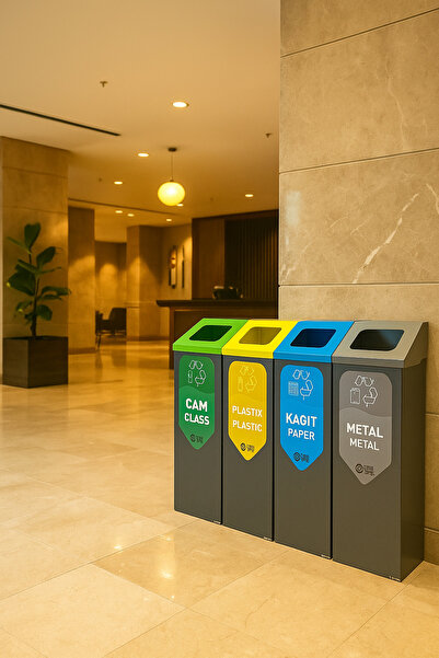 Efesteel Dörtlü Geri Dönüşüm Kutusu Antrasit