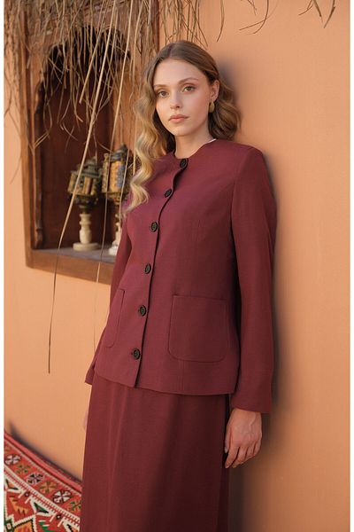 Fatma Atasoy Linen Burgundy Jacket