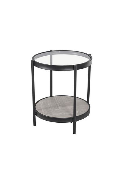 private house Set of 2 single-serve tables with a glass top and gray wood