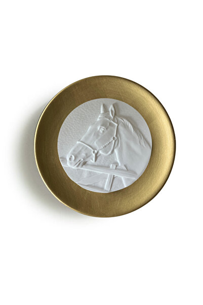 HOME DEKORİSTA Dekoratif Tabak, Dekoratif Obje, Gold Renk Tabak, At Dekoratif...