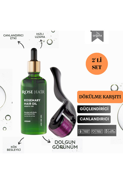 ROSE HAİR Dökülme karşıtı ve Gürleştirici Saç Bakım Seti 2Lİ, Biberiye Yağı 5...