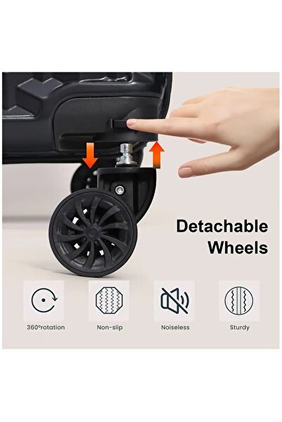 SUMAKA ABS+PC Travel Luggage - Set of 3 pcs 20"+24"+28" inches, Removable Wheels, 360° universal wheels