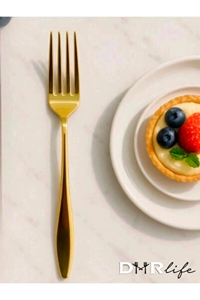 DMR LİFE Iron-Dower Dmr Life Ruby Gold Fork Spoon Set - 24 Pieces 18/10