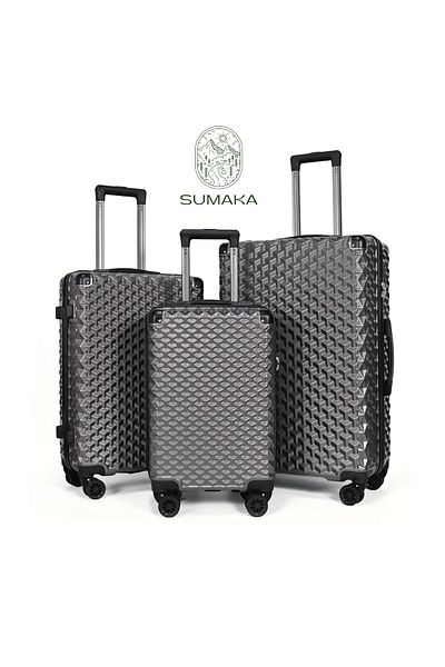 SUMAKA ABS+PC Travel Luggage - Set of 3 pcs 20"+24"+28" inches, Removable Wheels, 360° universal wheels