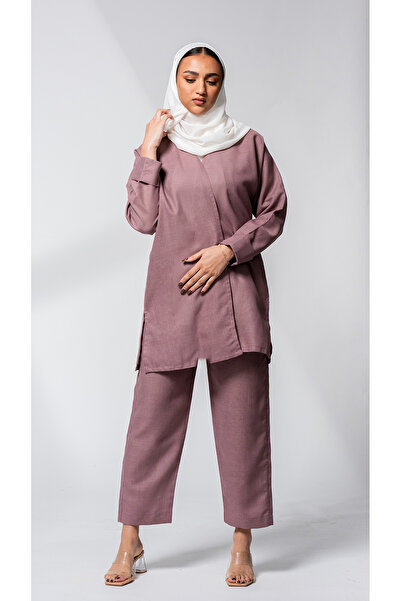 outline Purple veiled suit