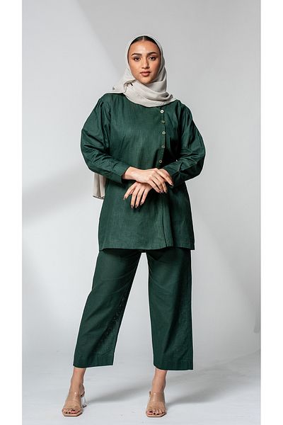 outline Olive green hijab suit