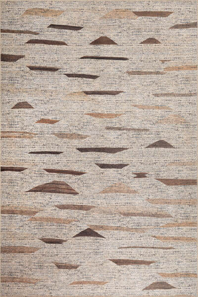 ARTLOOP Stonart Otantik Modern Eskitme Desenli Yıkanabilir Kahverengi Şönil Halı AL 442