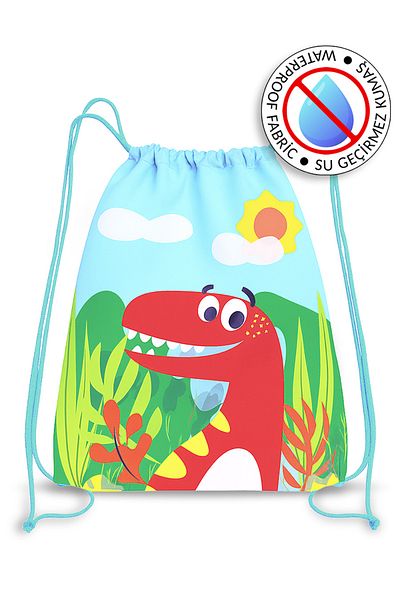 Molie Wasserdichter Jungen-Rucksack mit Kordelzug im Dinosaurier-Design – Strandtasche