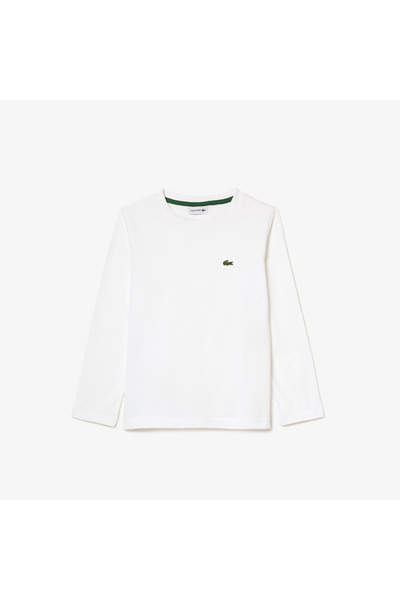 Lacoste Çocuk Uzun Kollu Bisiklet Yaka Beyaz T-Shirt