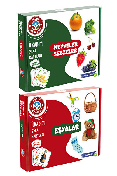 Çocuk Akademi İlk Adım Zeka Kartı Eşyalar ve İlk Adım Zeka Kartı Meyve-sebze