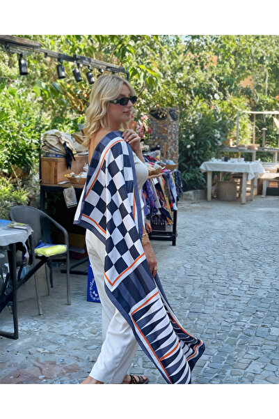 viki concept Game Patterned Beach Towel - Backgammon & Checkers - Gray