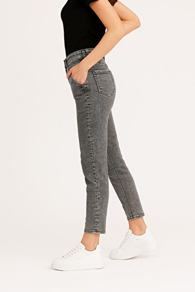 DELDNM April Fumat Talie Înaltă Lycra Casual Mom Jeans Boyfriend