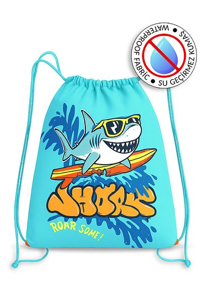 Molie Водоустойчива раница с връзки за момче Shark - плажна чанта