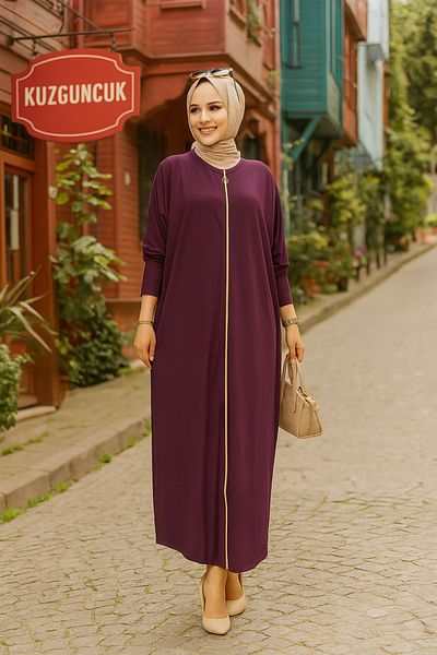 Neva Style Purple Hijab Ferace 1772Mor