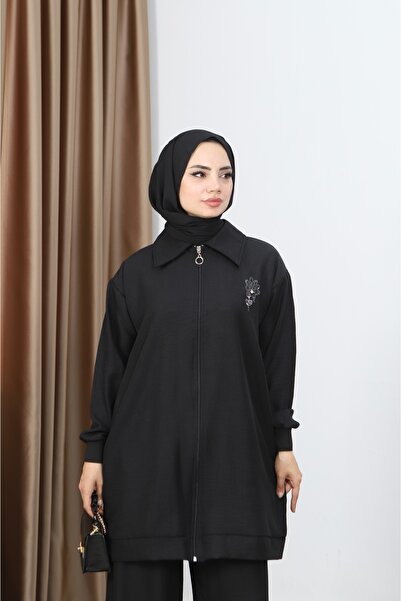 NİSUM MODA Zippered Linen Blend Suit