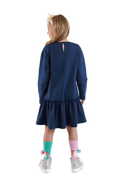 Denokids Tulle Unicorn Girl's Navy Blue Dress