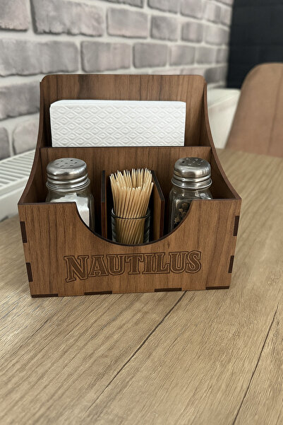 PIXEL HEDİYELİK EŞYA Ahşap Lazer Kesim Masa Üstü Peçetelik Cafe Restoran Otel Mutfak Aksesuarı Model3