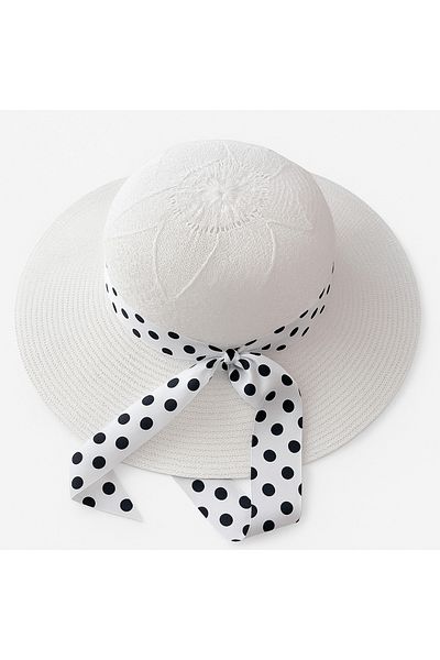 Avantaj Kapıda ®   Women's Straw Summer Hat – Wide Brim, Bow, Special Design Models Cream/Off White