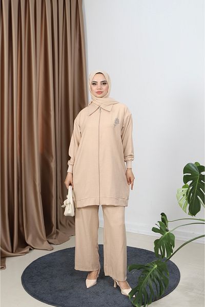NİSUM MODA Σετ λινό με φερμουάρ