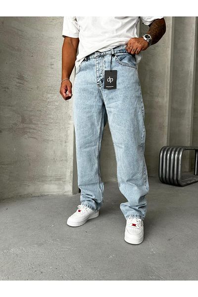 denim pasaport Светлосин широк широк панталон