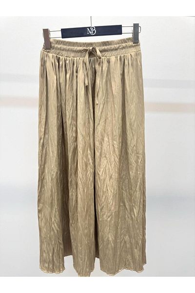 Maldia Shop Γυναικεία Crushed Lace Midi Khaki φούστα