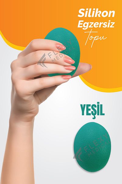 Flexy Medical Green Silicone Exercise Ball - Soft Hardness, Hand Wrist & Finger Strengthening