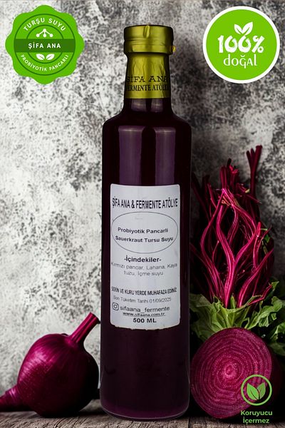 ŞİFA ANA 500ml.Probiotic Beetroot Sauerkraut - Pickle Water