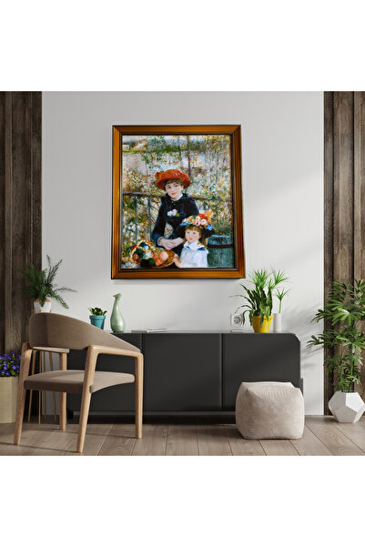 ART OF LEGACY Renoir İkiz Kız Kardeş (1881) Çerçeveli Klasik Vintage Duvar Tablo