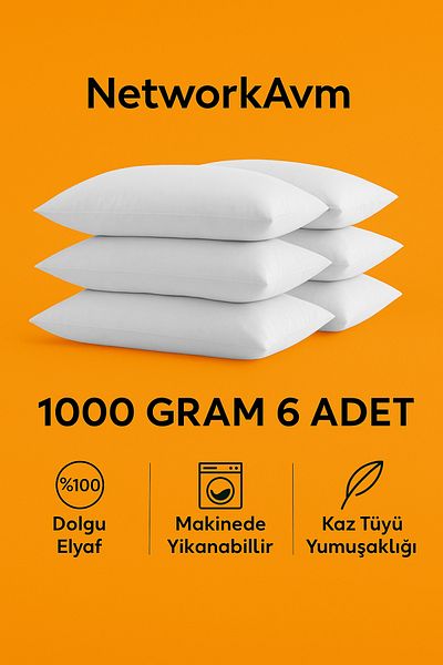 NetworkAvm 6 Classic White Pillows 1000 Grams