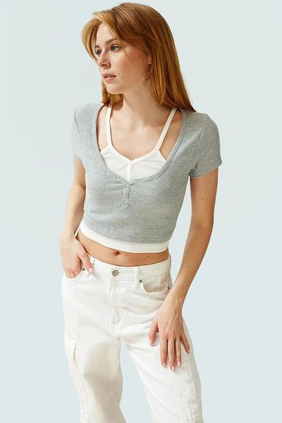 PayBuy Fitted Body Saran Short Blouse Camisole Knitted Polyester Summer Distinguished Material High Quality