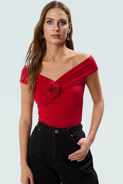 PayBuy Carmen Collar Fitted Sandy Knitted Blouse Day Night Use Premium Quality Long Lasting