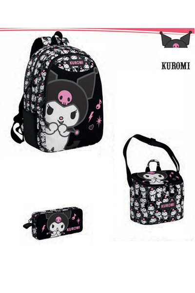 ADASRA Geanta de școală Kuromi Cutie de prânz Suport stilou / Set - Geantă di...