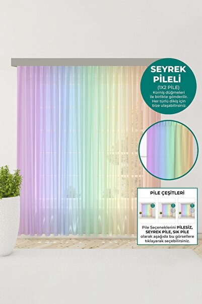 Bebemotto Ombre Mor, Pembe, Turuncu Tül Perde, Çocuk ve Bebek Odası Tül Perde