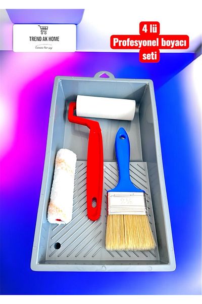 OSKAR FIRÇA 4 Professional Painter Set Door Cabinet and Similar Area Painting Brush Plastic Roller Replacement Roller Nozzle