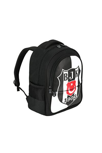 Beşiktaş Bjk Official Licensed Faux Leather Two Compartment Zippered Full Orthopedic School Backpack 25360