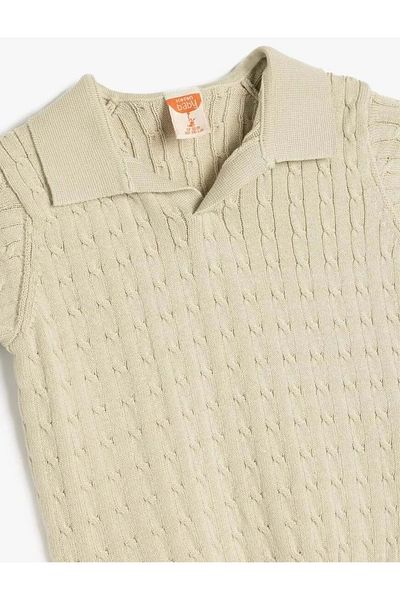Koton Baby Boy Cotton Polo Neck Short Sleeve Knitwear T-Shirt 5Smb90001Tt Ecru