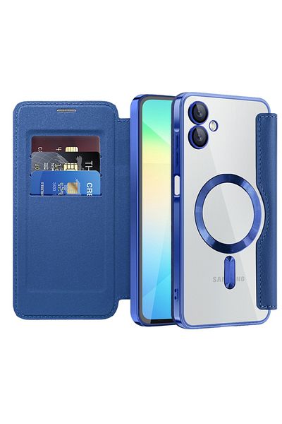 SKYDDAR INNOVATION Husă pentru Samsung Galaxy A06, SmartMag Book, Magsafe, RFiD, suport pentru carduri, set de autocolante, albastră