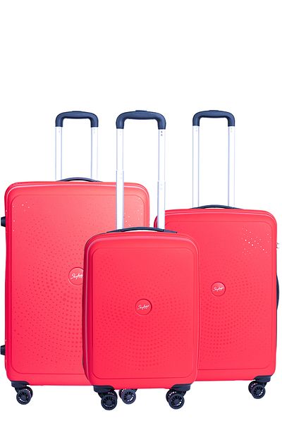 Skybags Set of 3 Luggage Trolley| Hardcase PP Material| 3-Digit Combination Lock-28/24/20- Red