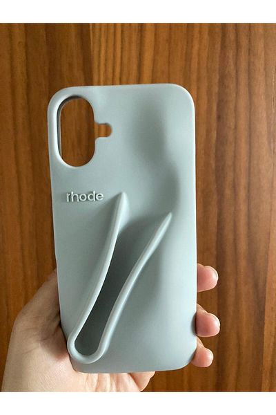 Newon iPhone 16 Plus Gray Rhode Lip Case Logo Phone Case Cover Cover Case