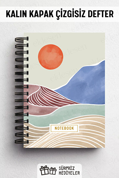 Eldesen Tasarım A5 Spiral Thick Cover Unlined Notepad, 80 Sheets 160 Pages, Orange Boholo