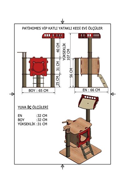 Patihomes Vip Multi-Storey Bed Scratching Cat Play House
