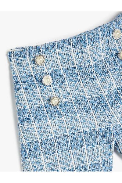 Koton Pantaloni scurți din tweed cu nasturi pentru fete 5skg40046aw Albastru